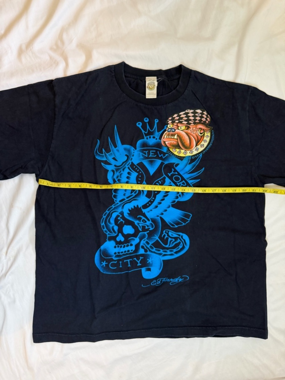 Ed Hardy Black T-Shirt with Blue and Orange Graphic - Picture 3 of 7
